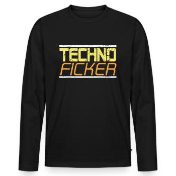 Techno Raver Rave Festival - Männer Premium Bio Langarmshirt - Schwarz - Vorne - Nico (187cm)