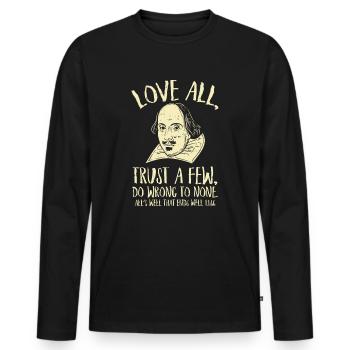 Littérature de William Shakespeare disant théâtre - T-shirt manches longues Premium bio Homme - noir - Devant - Nico (187cm)
