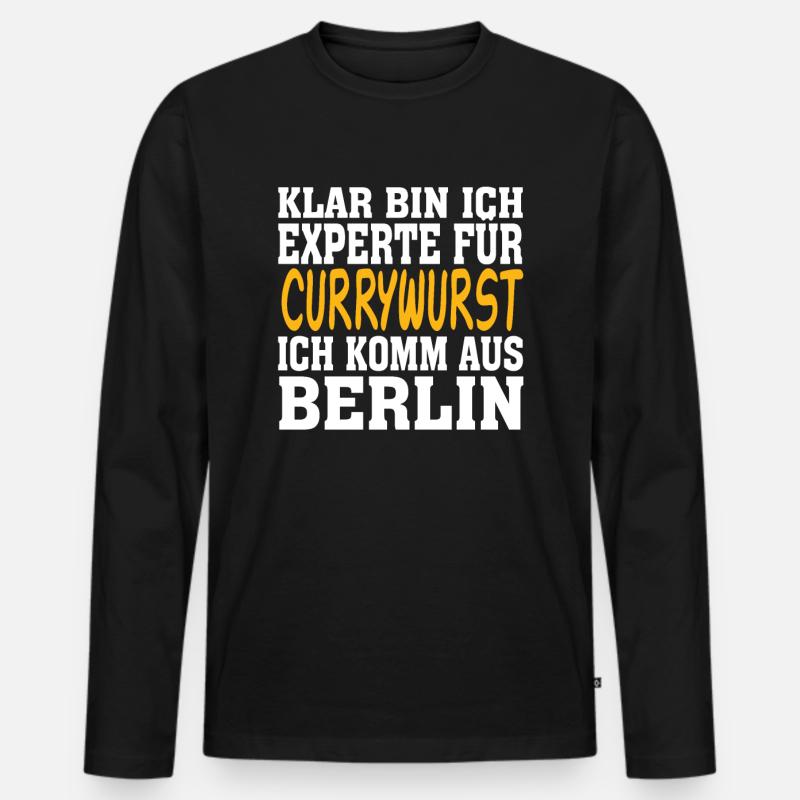 Currywurst - Männer Premium Bio Langarmshirt - Schwarz