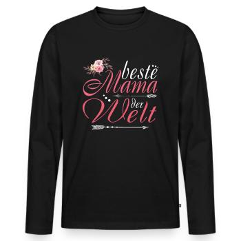 Beste Mama der Welt - Männer Premium Bio Langarmshirt - Schwarz - Vorne - Nico (187cm)