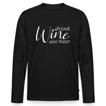 Enregistrer l'eau boire du vin - T-shirt manches longues Premium bio Homme - noir - Devant - Nico (187cm)
