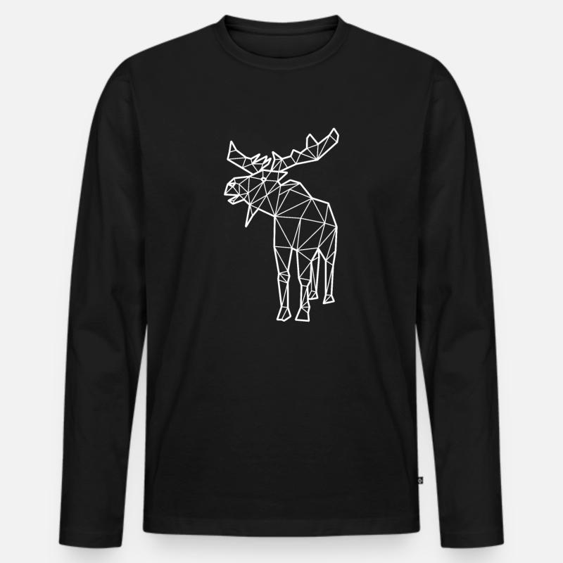 Elch Polygon - Männer Premium Bio Langarmshirt - Schwarz