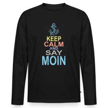 Gardez votre calme et dites Moin - T-shirt manches longues Premium bio Homme - noir - Devant - Nico (187cm)