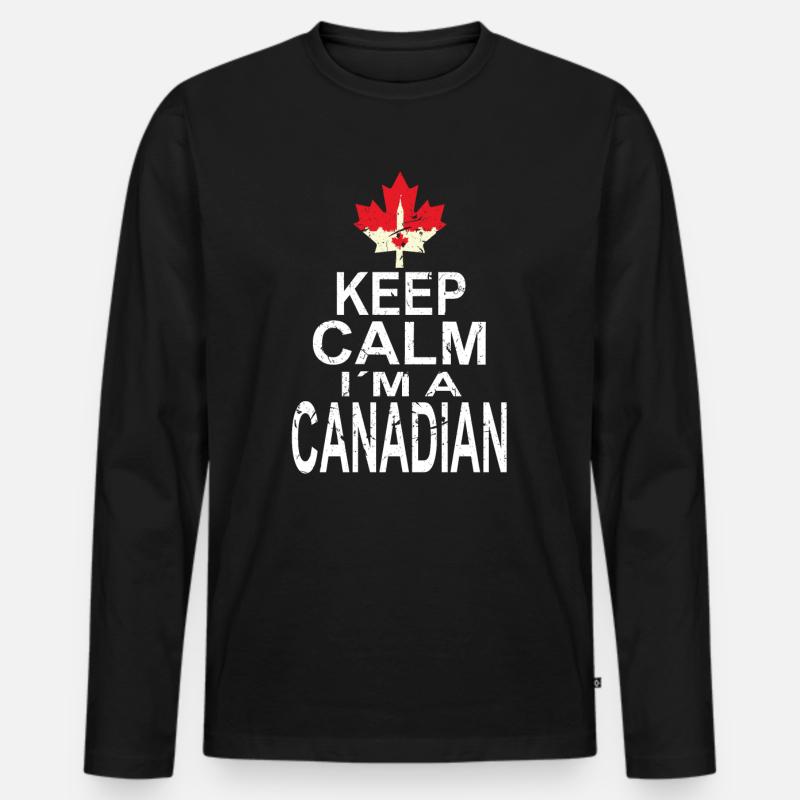 Keep Calm Im a Canadian - Männer Premium Bio Langarmshirt - Schwarz