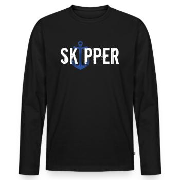 Skipper - T-shirt manches longues Premium bio Homme - noir - Devant - Nico (187cm)