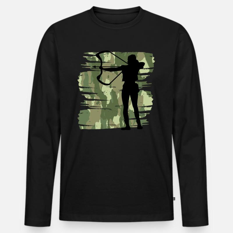Bogenschützin - Männer Premium Bio Langarmshirt - Schwarz