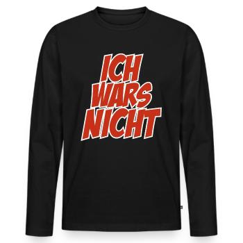 Ich wars nicht - Männer Premium Bio Langarmshirt - Schwarz - Vorne - Nico (187cm)
