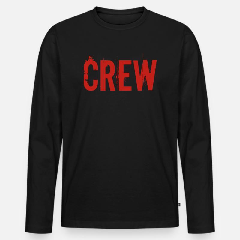 Crew Rot - Männer Premium Bio Langarmshirt - Schwarz