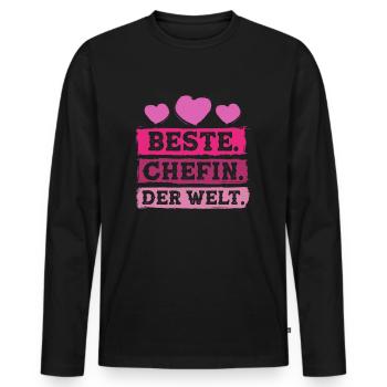 Beste Chefin der Welt - Männer Premium Bio Langarmshirt - Schwarz - Vorne - Nico (187cm)