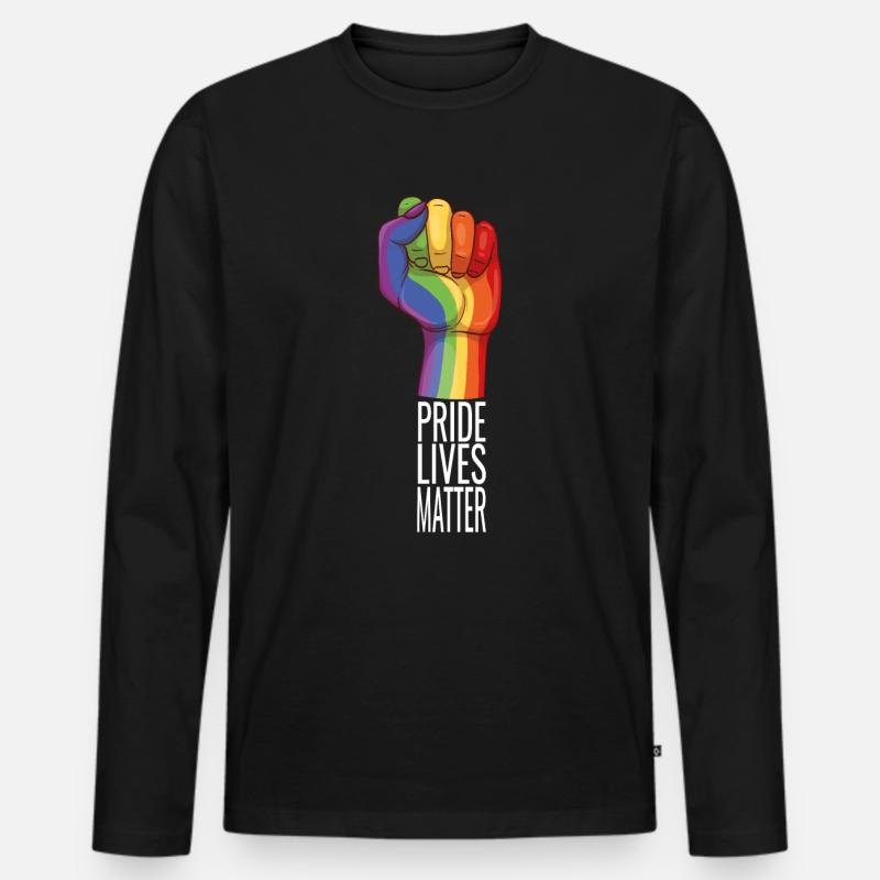 Pride Regenbogen - Männer Premium Bio Langarmshirt - Schwarz