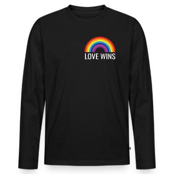 Love wins - Men's Premium Organic Long Sleeve Shirt - black - Front - Nico (187cm)