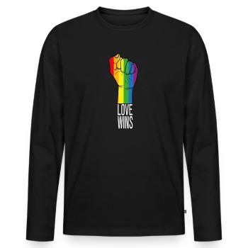 Love wins - Men's Premium Organic Long Sleeve Shirt - black - Front - Nico (187cm)