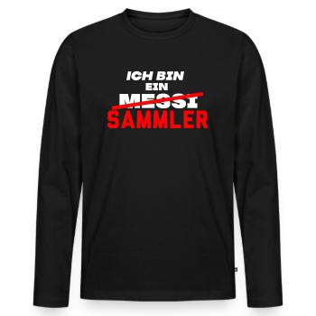 Sammler Sprüche - Männer Premium Bio Langarmshirt - Schwarz - Vorne - Nico (187cm)