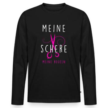 Meine Schere meine Regeln - Männer Premium Bio Langarmshirt - Schwarz - Vorne - Nico (187cm)
