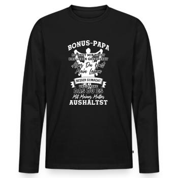 Bonus Papa Sprüche - Männer Premium Bio Langarmshirt - Schwarz - Vorne - Nico (187cm)