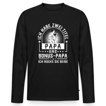 Bonus Papa - Männer Premium Bio Langarmshirt - Schwarz - Vorne - Nico (187cm)