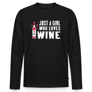Just a girl who loves wine - Men's Premium Organic Long Sleeve Shirt - black - Front - Nico (187cm)