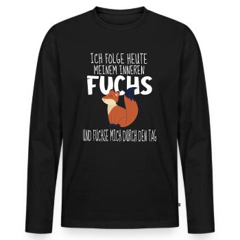 Lustige Fuchs Sprüche - Männer Premium Bio Langarmshirt - Schwarz - Vorne - Nico (187cm)
