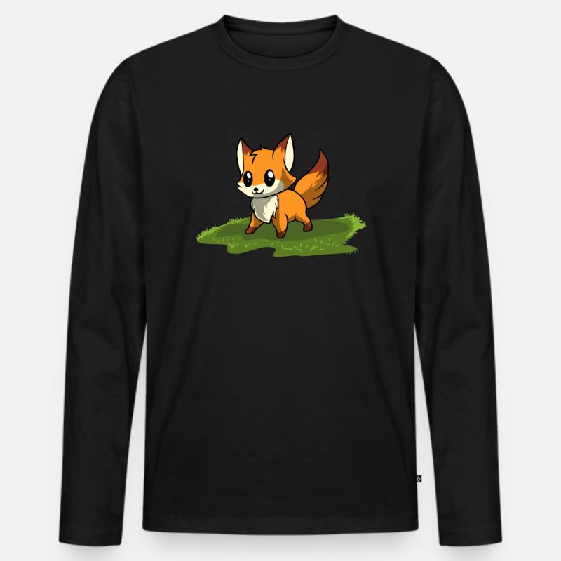 Fuchs Rotfuchs - Männer Premium Bio Langarmshirt - Schwarz