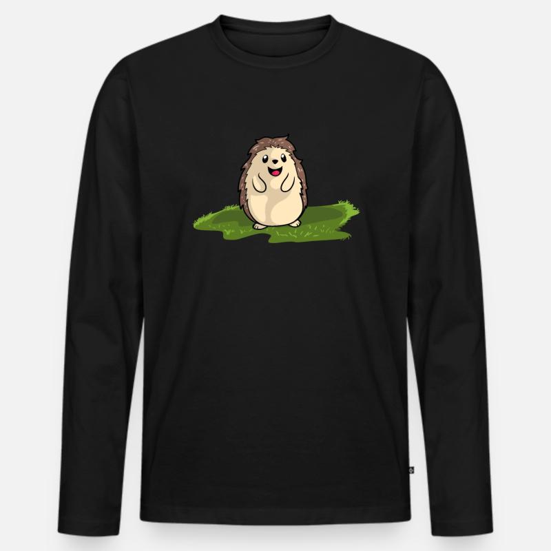 Igel - Männer Premium Bio Langarmshirt - Schwarz