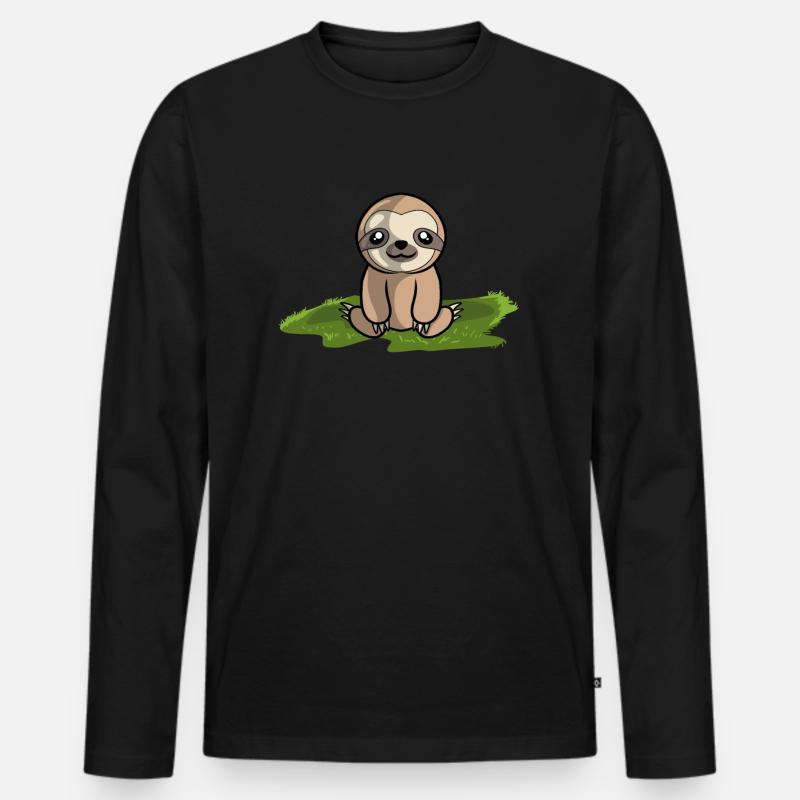 Faultier - Männer Premium Bio Langarmshirt - Schwarz