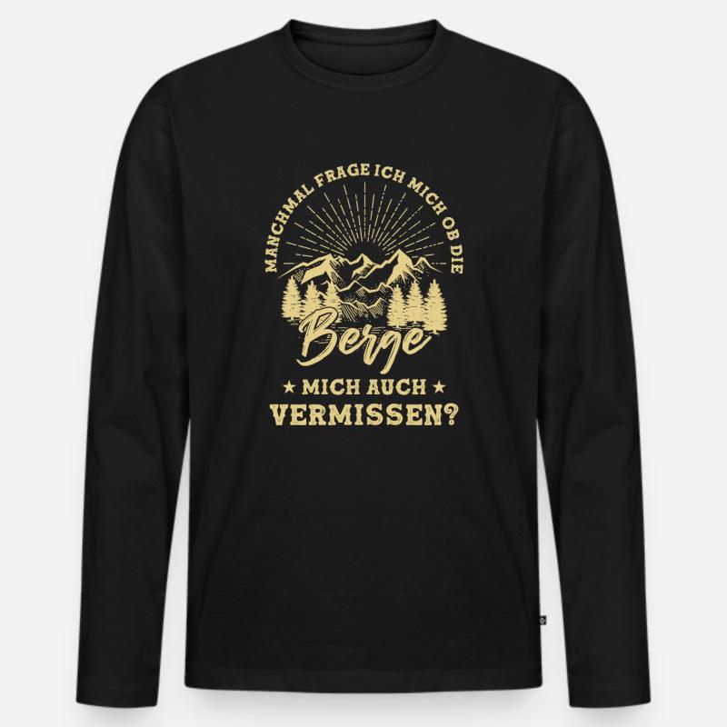 Berg Spruch - Männer Premium Bio Langarmshirt - Schwarz