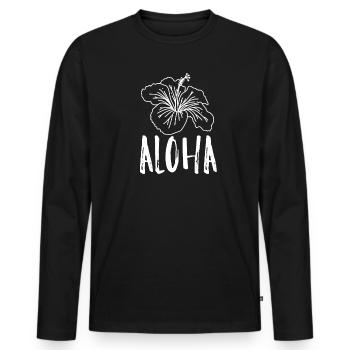 Hibiskus - Männer Premium Bio Langarmshirt - Schwarz - Vorne - Nico (187cm)