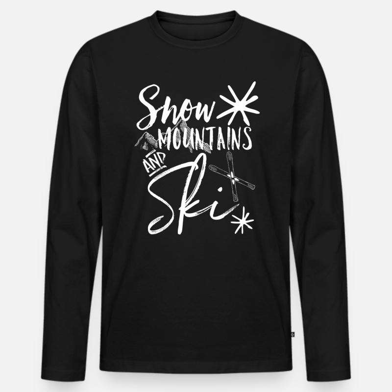 Ski Mountain Snow - Männer Premium Bio Langarmshirt - Schwarz