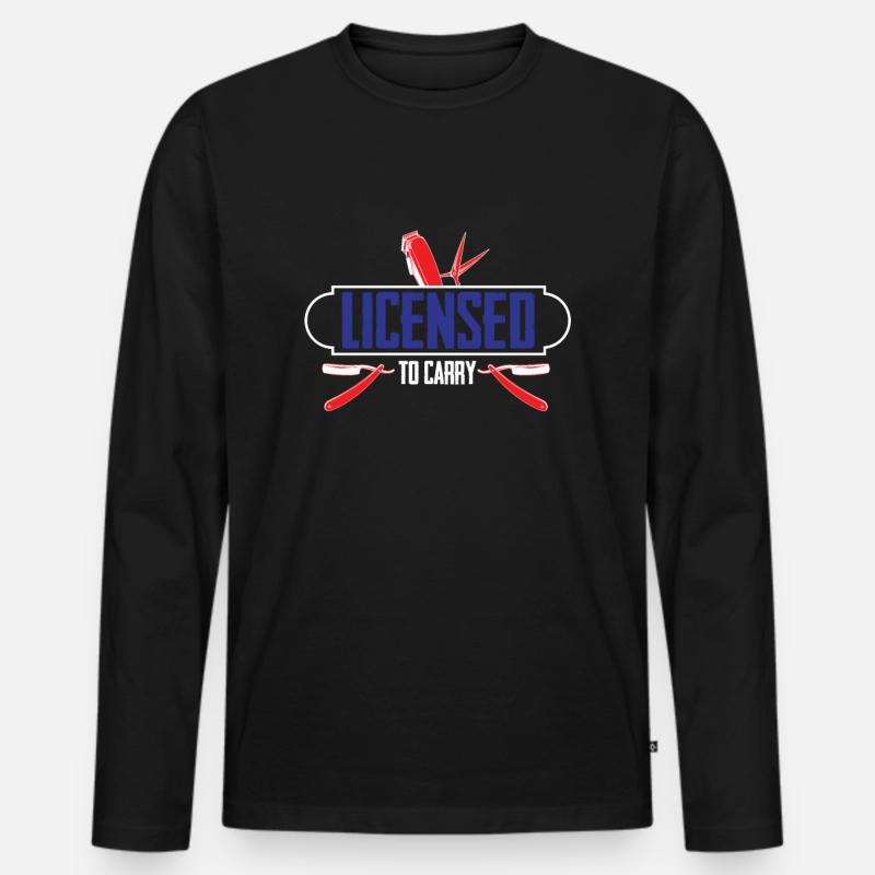 Barber Barbershop Barbier Bart - Männer Premium Bio Langarmshirt - Schwarz