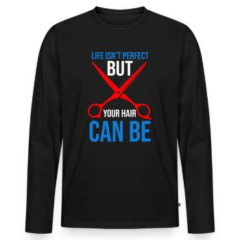 Barber Barbershop Barber Barbe - T-shirt manches longues Premium bio Homme - noir - Devant - Nico (187cm)