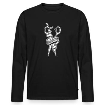 Barber Barbershop Barber Barbe - T-shirt manches longues Premium bio Homme - noir - Devant - Nico (187cm)
