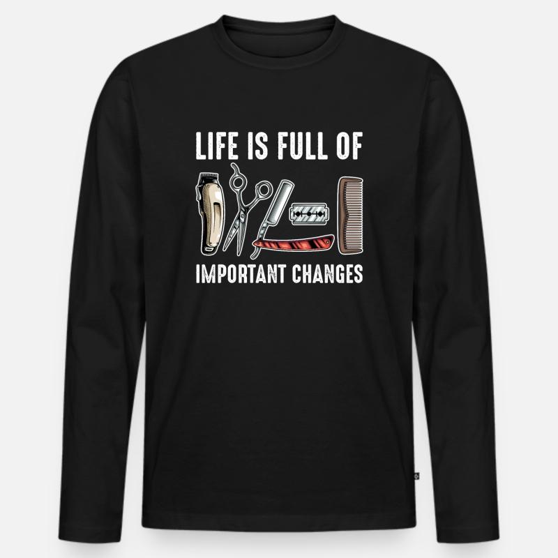 Barber Barbershop Barbier Bart - Männer Premium Bio Langarmshirt - Schwarz