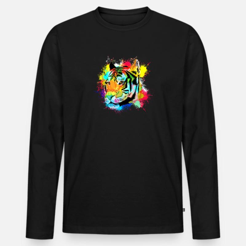 Tiger - Männer Premium Bio Langarmshirt - Schwarz