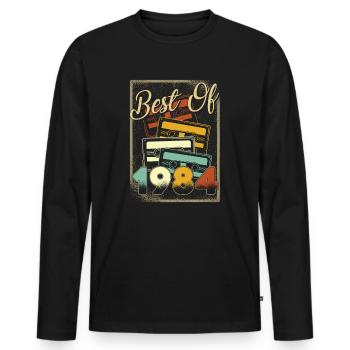 BEST OF 1984 - Männer Premium Bio Langarmshirt - Schwarz - Vorne - Nico (187cm)