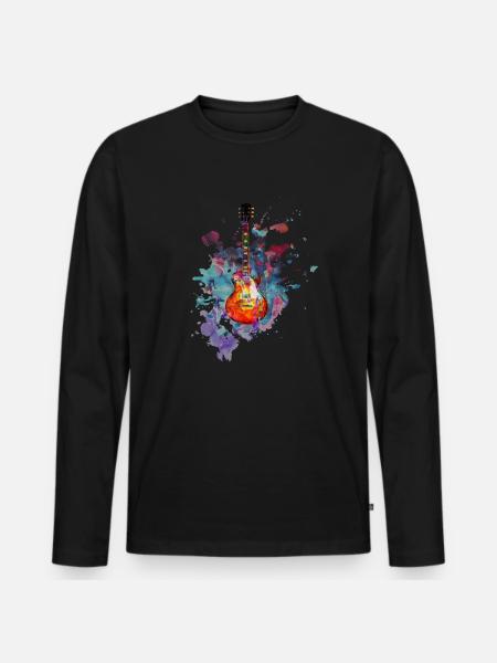 Gitarre Elektrogitarre Gitarrist - Männer Premium Bio Langarmshirt - Schwarz