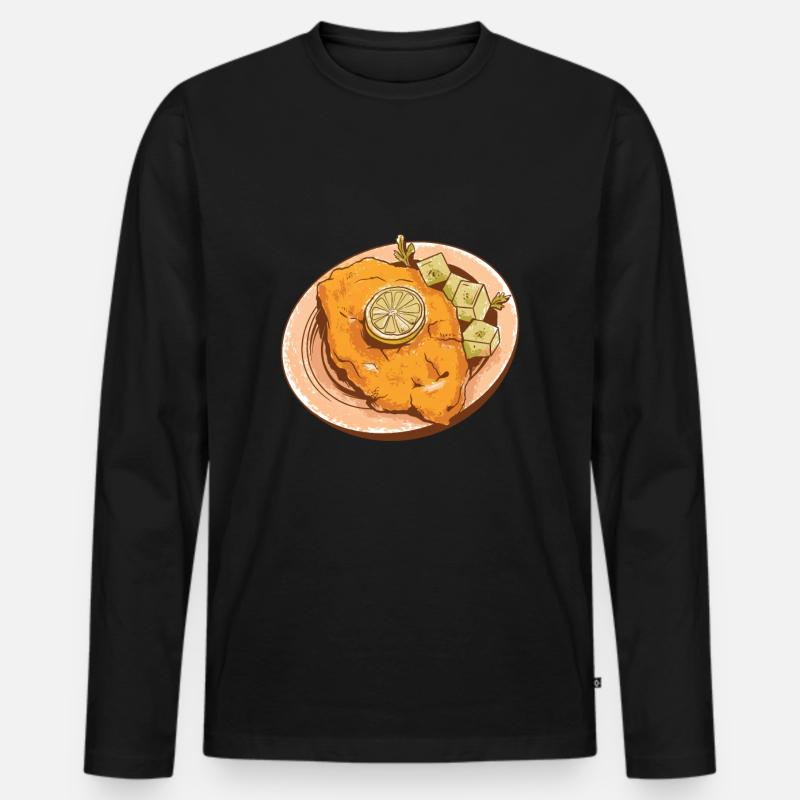 Wiener Schnitzel - Männer Premium Bio Langarmshirt - Schwarz