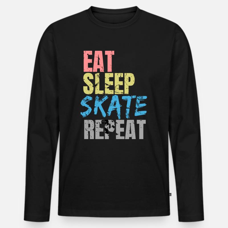 Eat Sleep Skate Repeat - Männer Premium Bio Langarmshirt - Schwarz