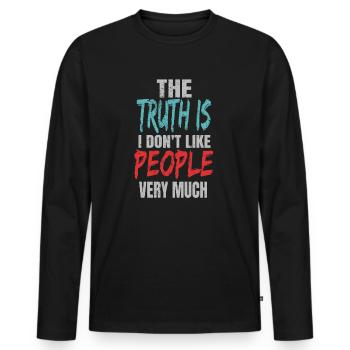 Ich hasse Menschen - Männer Premium Bio Langarmshirt - Schwarz - Vorne - Nico (187cm)