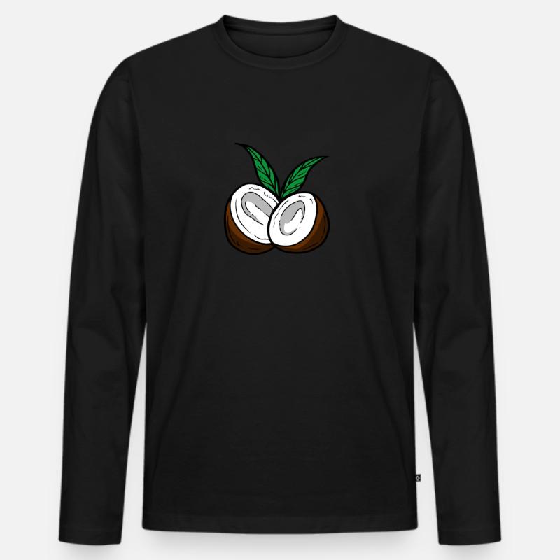Kokosnuss - Männer Premium Bio Langarmshirt - Schwarz