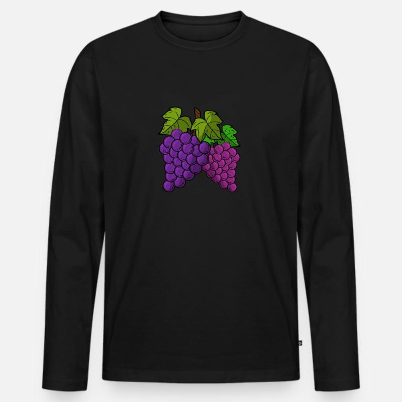 Weintraube - Männer Premium Bio Langarmshirt - Schwarz