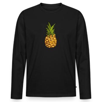 Ananas - Männer Premium Bio Langarmshirt - Schwarz - Vorne - Nico (187cm)
