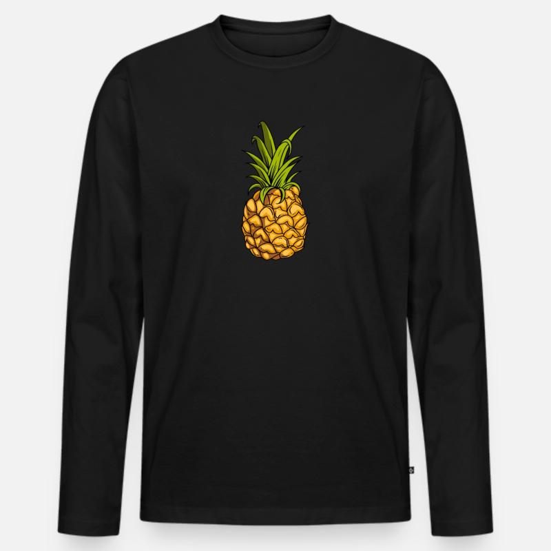 Ananas - Männer Premium Bio Langarmshirt - Schwarz