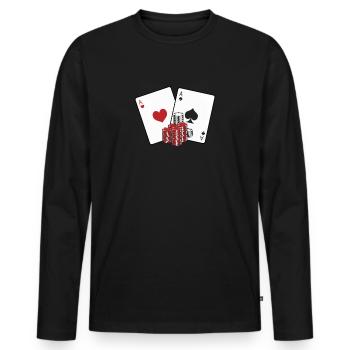 Poker poker player cards - Men's Premium Organic Long Sleeve Shirt - black - Front - Nico (187cm)
