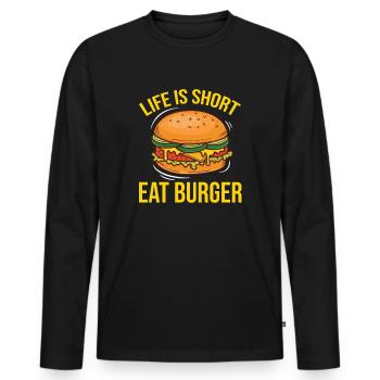 Burger hamburger cheeseburger - Men's Premium Organic Long Sleeve Shirt - black - Front - Nico (187cm)