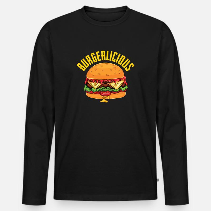 Burger Hamburger Cheeseburger - Männer Premium Bio Langarmshirt - Schwarz