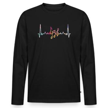Ich liebe Musik Heartbeat - Männer Premium Bio Langarmshirt - Schwarz - Vorne - Nico (187cm)