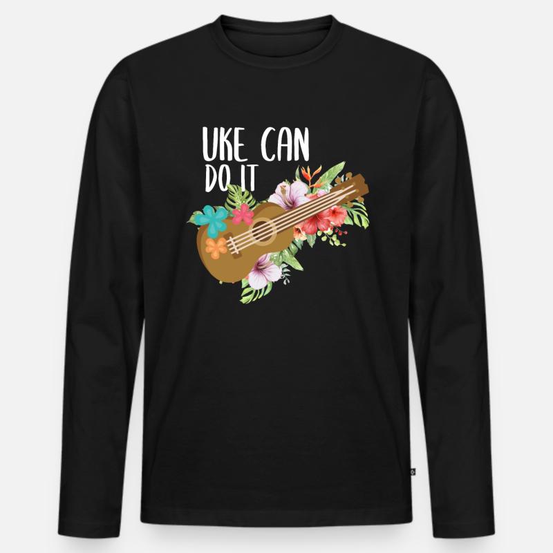 Uke Ukulele - Männer Premium Bio Langarmshirt - Schwarz