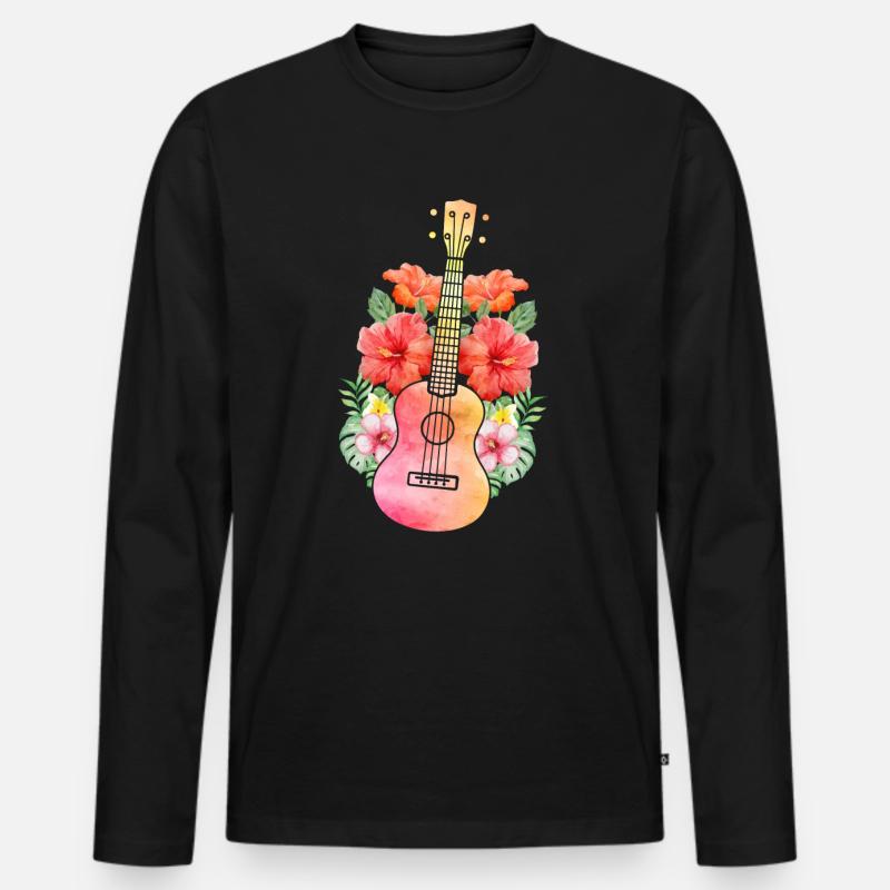 Uke Ukulele - Männer Premium Bio Langarmshirt - Schwarz