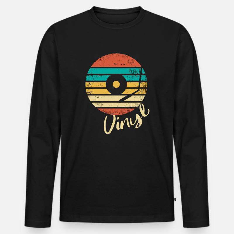 Vinyl Schallplatte - Männer Premium Bio Langarmshirt - Schwarz