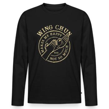 Wing Chun Spruch lustig - Männer Premium Bio Langarmshirt - Schwarz - Vorne - Nico (187cm)